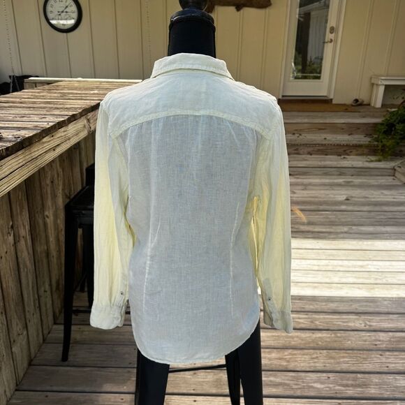 J Crew Butter Yellow Slim Perfect Baird McNutt Irish Linen Fit Button-Up size 4 - Picture 4 of 9
